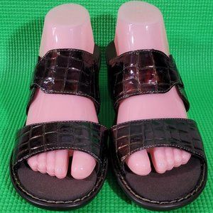 New Clarks Deanna Pearl Patent Croc Sandals - Women's 10M